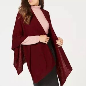 Macy’s CHARTER CLUB LUXURY CASHMERE SHAWL WRAP BURGANDY‎ CRANTINI O/S